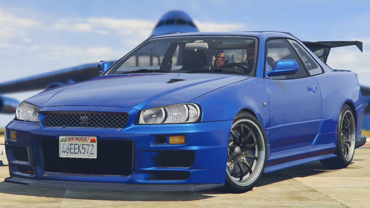 GTA 5 - Nissan Skyline GT-R R34 ! + SKATE IRL