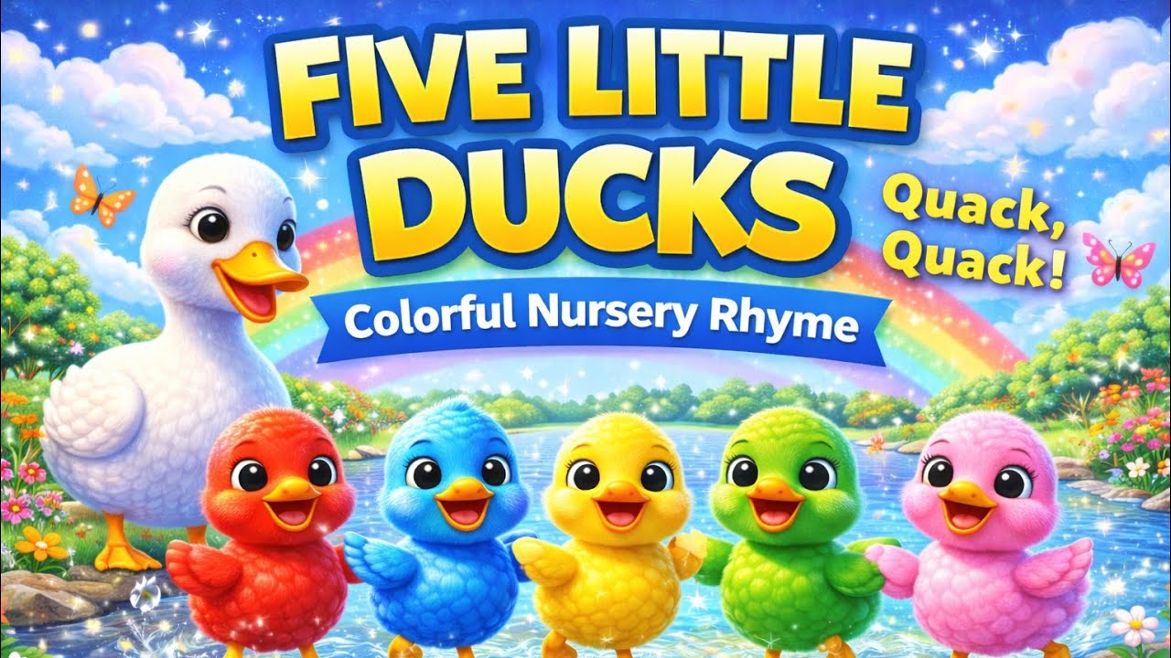 Five Little Ducks 🦆🌈 | Colorful Dance Song for Kids | Fun Nursery Rhyme