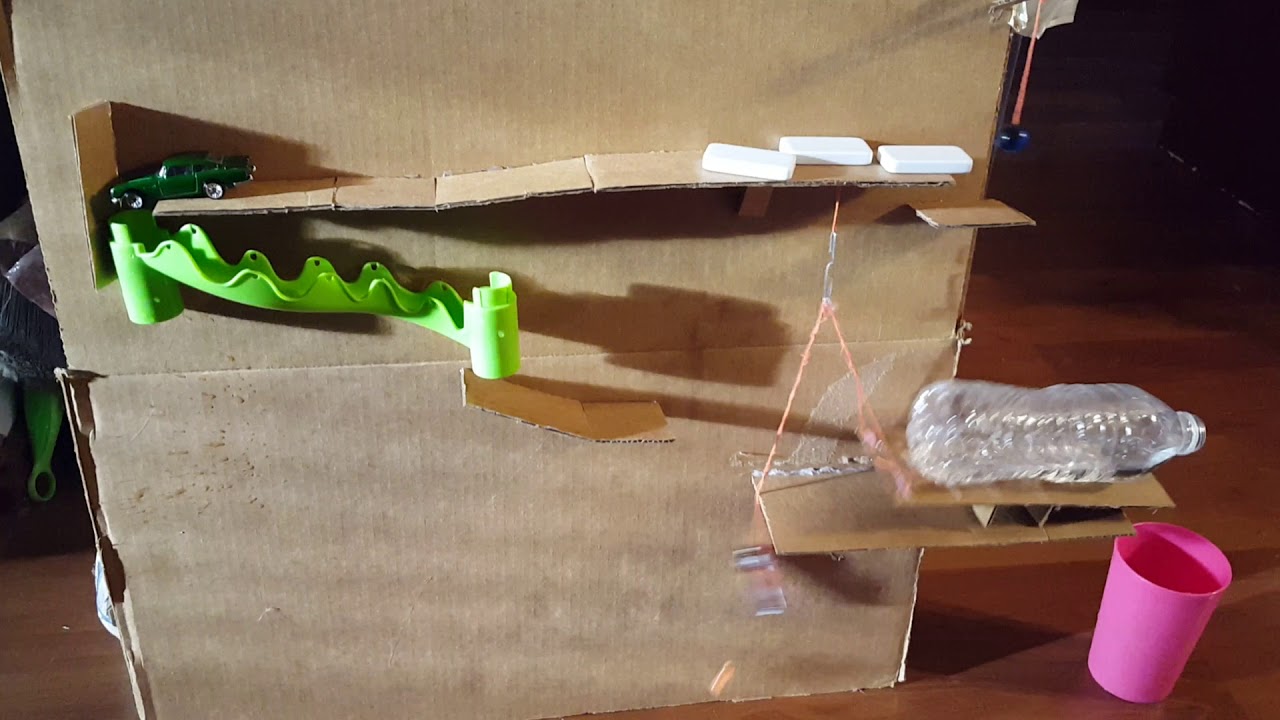 Rube Goldberg project, pouring bottle of water (simple)