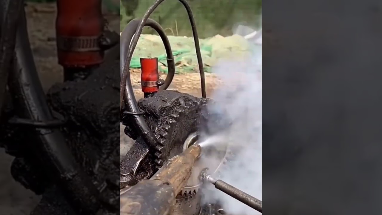 High Pressure Steam Cleaning! Seriously dirty mechanical parts cleaning work!