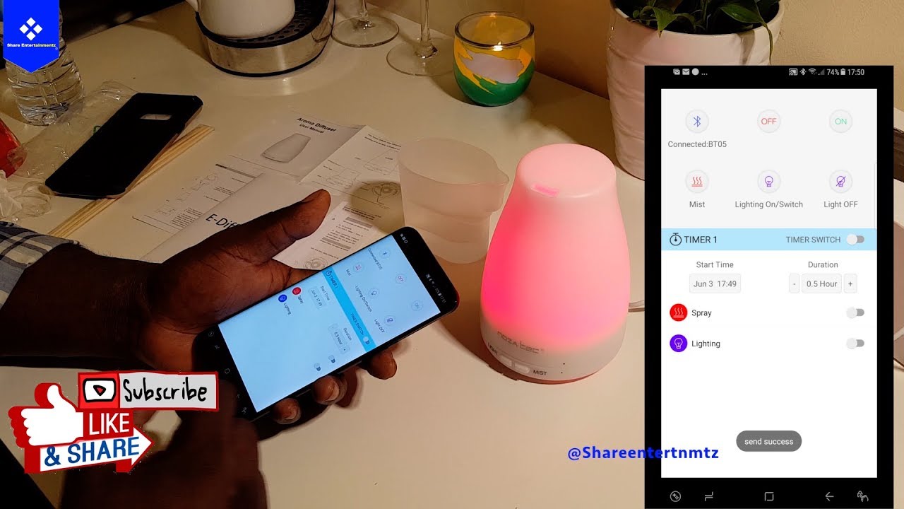 Essential Oil E-Diffuser LED Lamp With Bluetooth (Health & Beauty)