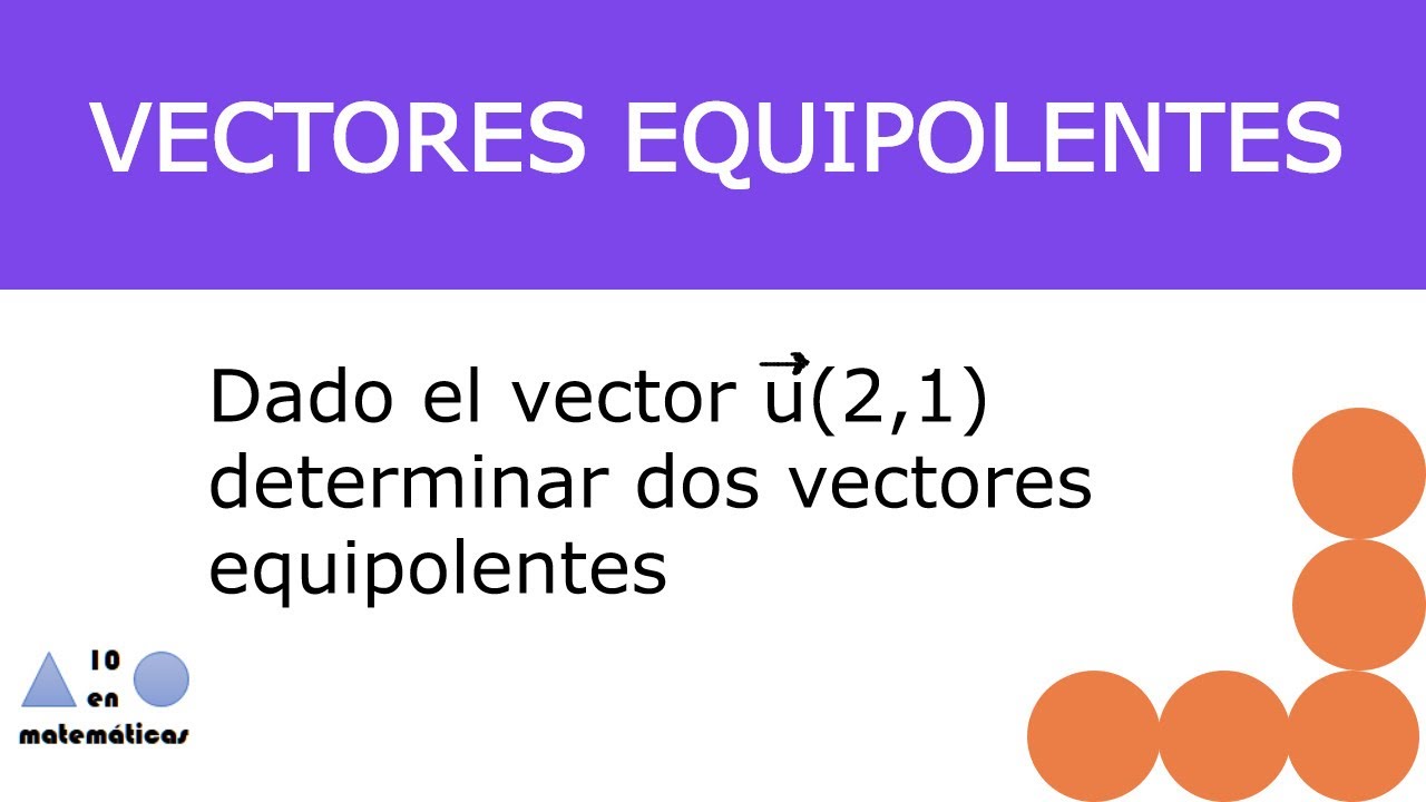 Dado el vector u(2, 1) determinar dos vectores equipolentes