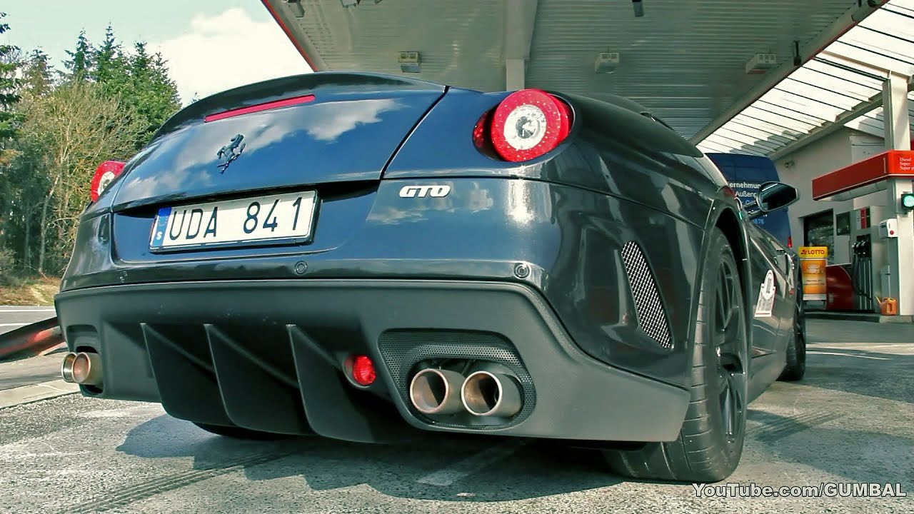 Black on black Ferrari 599 GTO - Full throttle sound!
