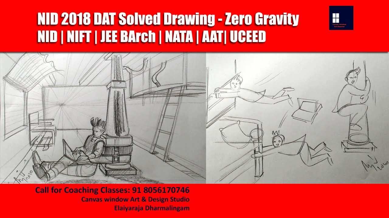 NID 2018 DAT Solved Drawing - Zero Gravity | NID | NIFT | UCEED | JEEBArch | NATA | AAT | UPSEE |BFA
