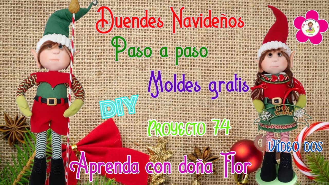 Aprende a realizar una pareja de hermosos DUENDES NAVIDEÑOS, (moldes gratis)