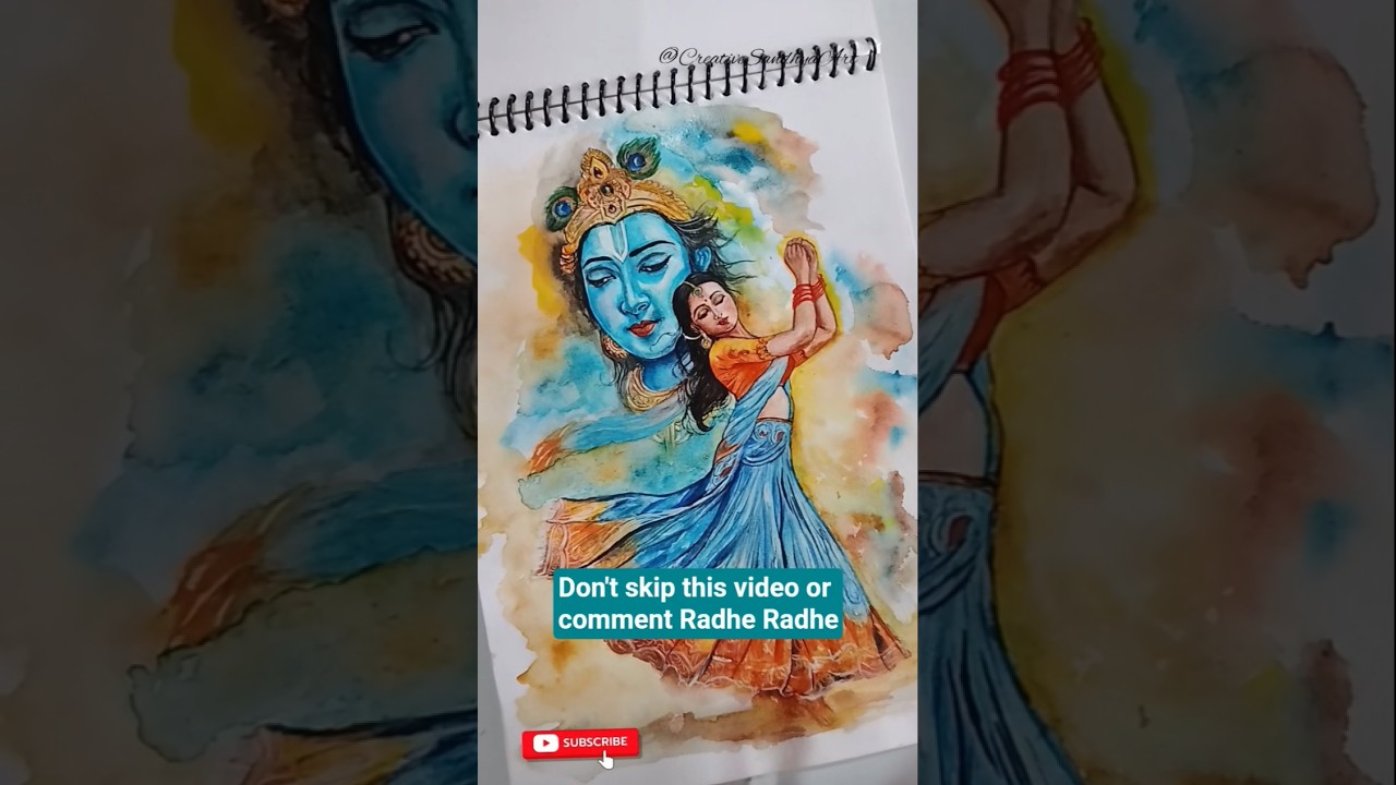 Beautiful Divine Love: Krishna Watercolor Art | Creative Painting 