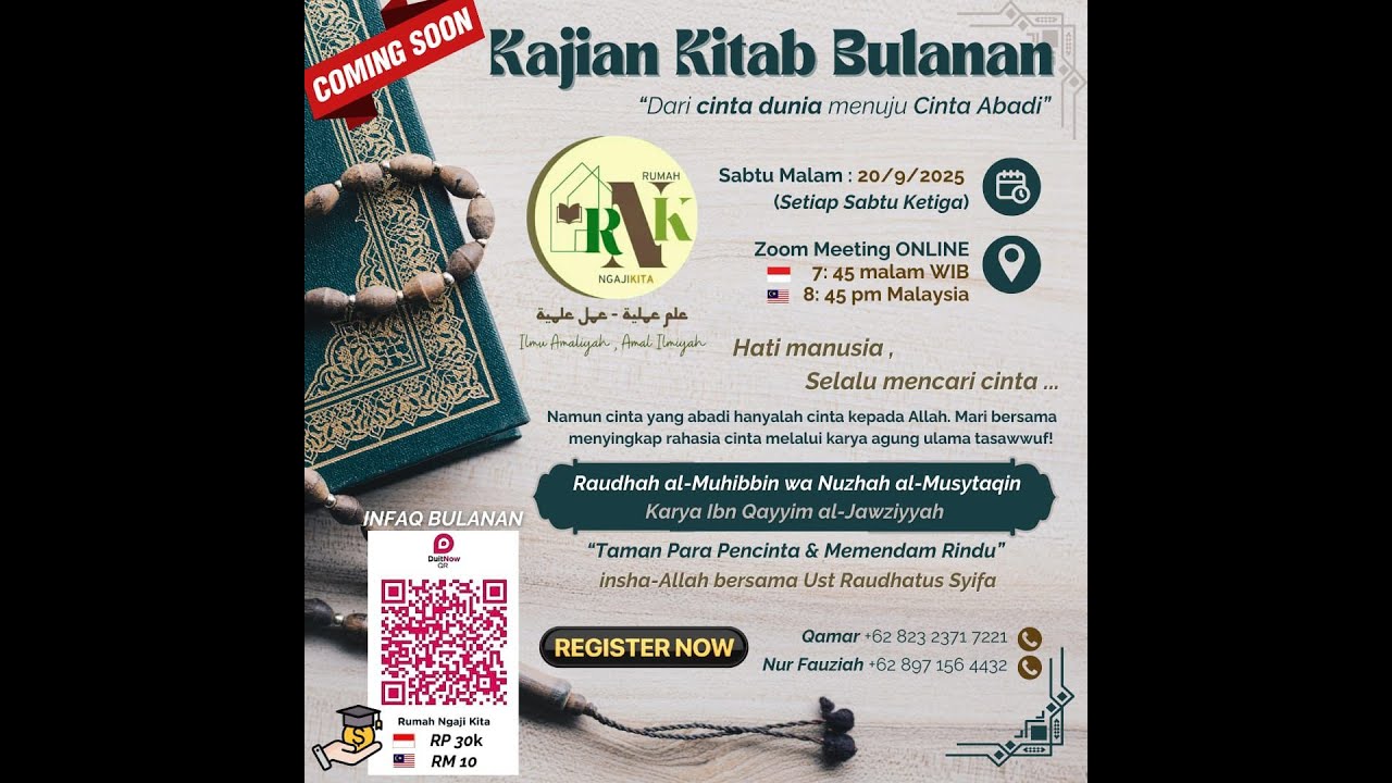 KELAS KITAB RAUDHATUL MUHIBBIN 06 Bersama  Ustaszah Raudhatussiyfa ( Sabtu, 7 februari 2026)