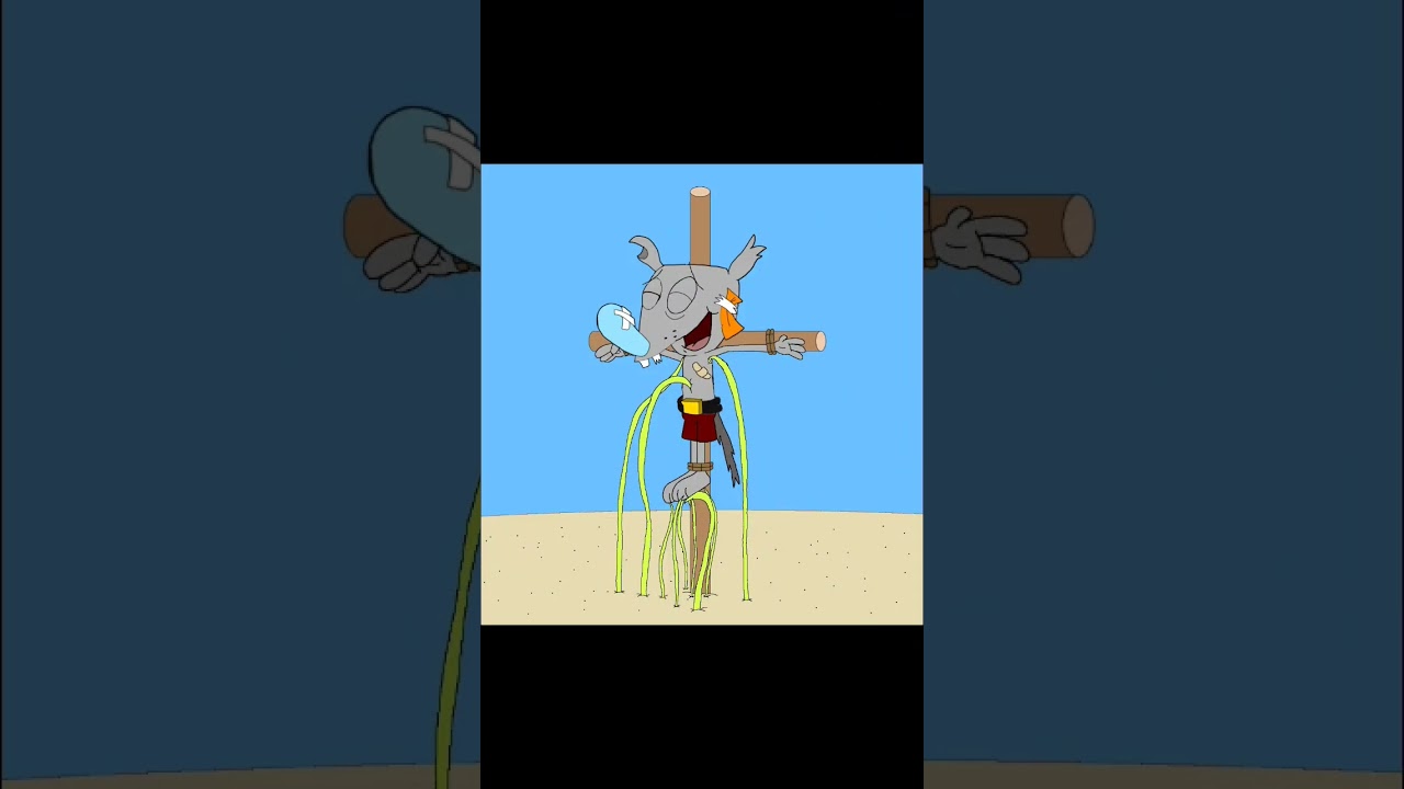 CatDog cartoon Eddie the Squirrel tickle torture with Sand Vines