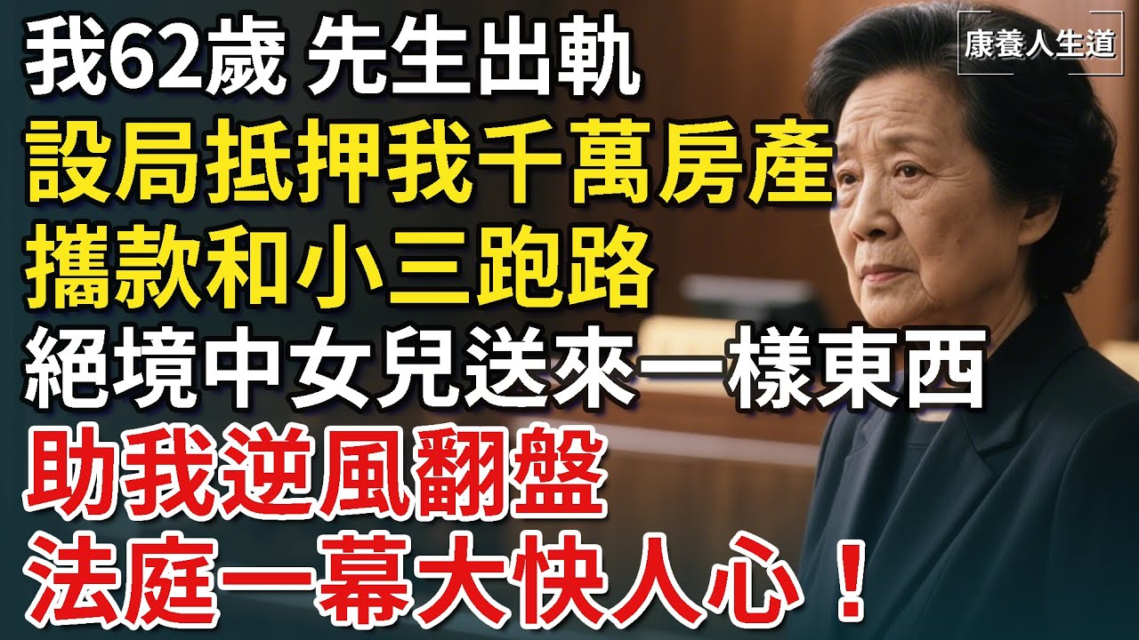 我62歲，先生出軌，設局抵押我千萬房產，攜款和小三跑路，絕境中女兒送來一樣東西，法庭上我逆風翻盤，大快人心！【康養人生道】 #康養人生道 #上了年紀該明白的事 #養老 #聰明老人 #長壽秘密