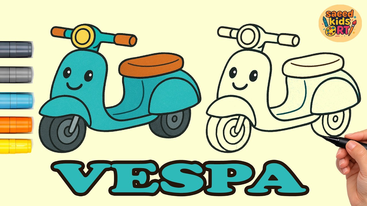 How to Draw a Vespa Easy with Coloring || saeed kids art
