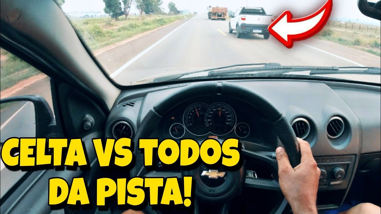 Acelerando de CELTA 2012 1.0 na rodovia empurrando todo mundo!