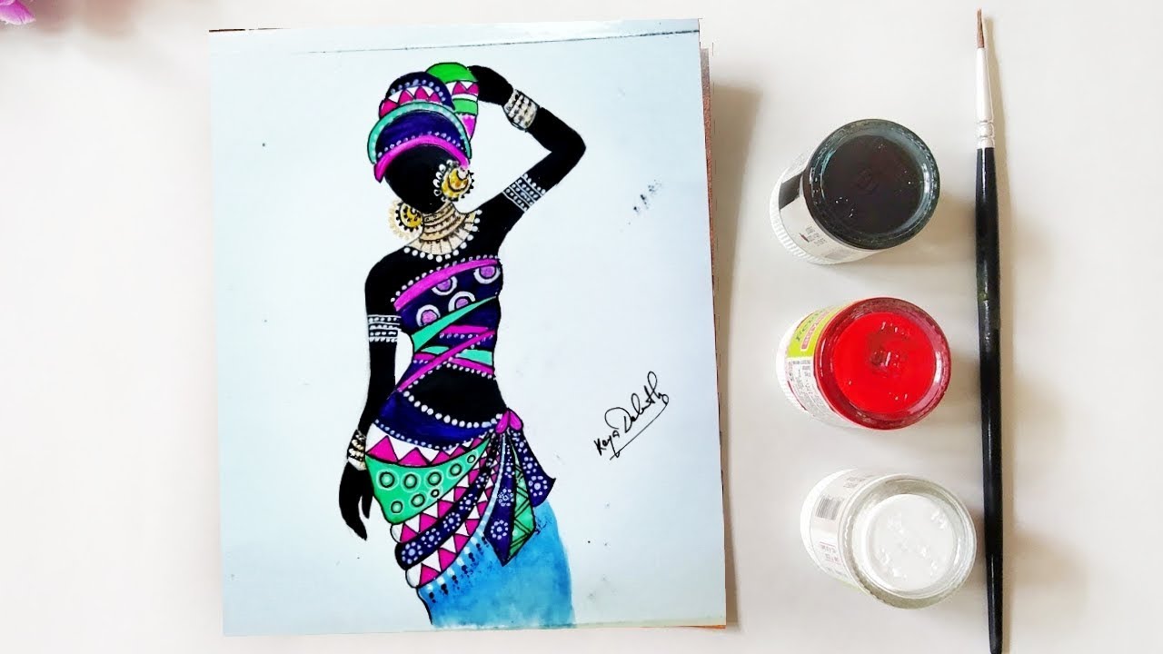 African tribal woman art🖤 easy🎨.. Artwings 👩‍🎨