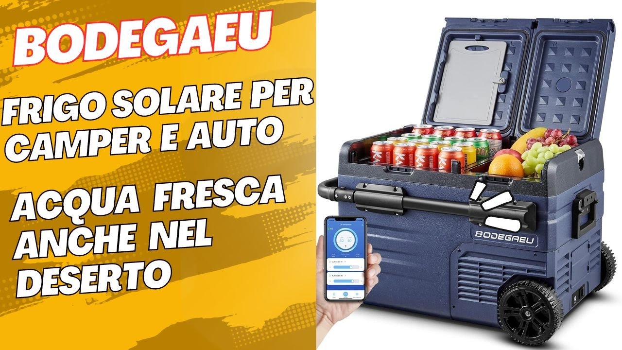 BODEGASEU FRIGO PORTATILE SOLARE PER AUTO E CAMPER- ACQUA FREDDA ANCHE NEL DESERTO