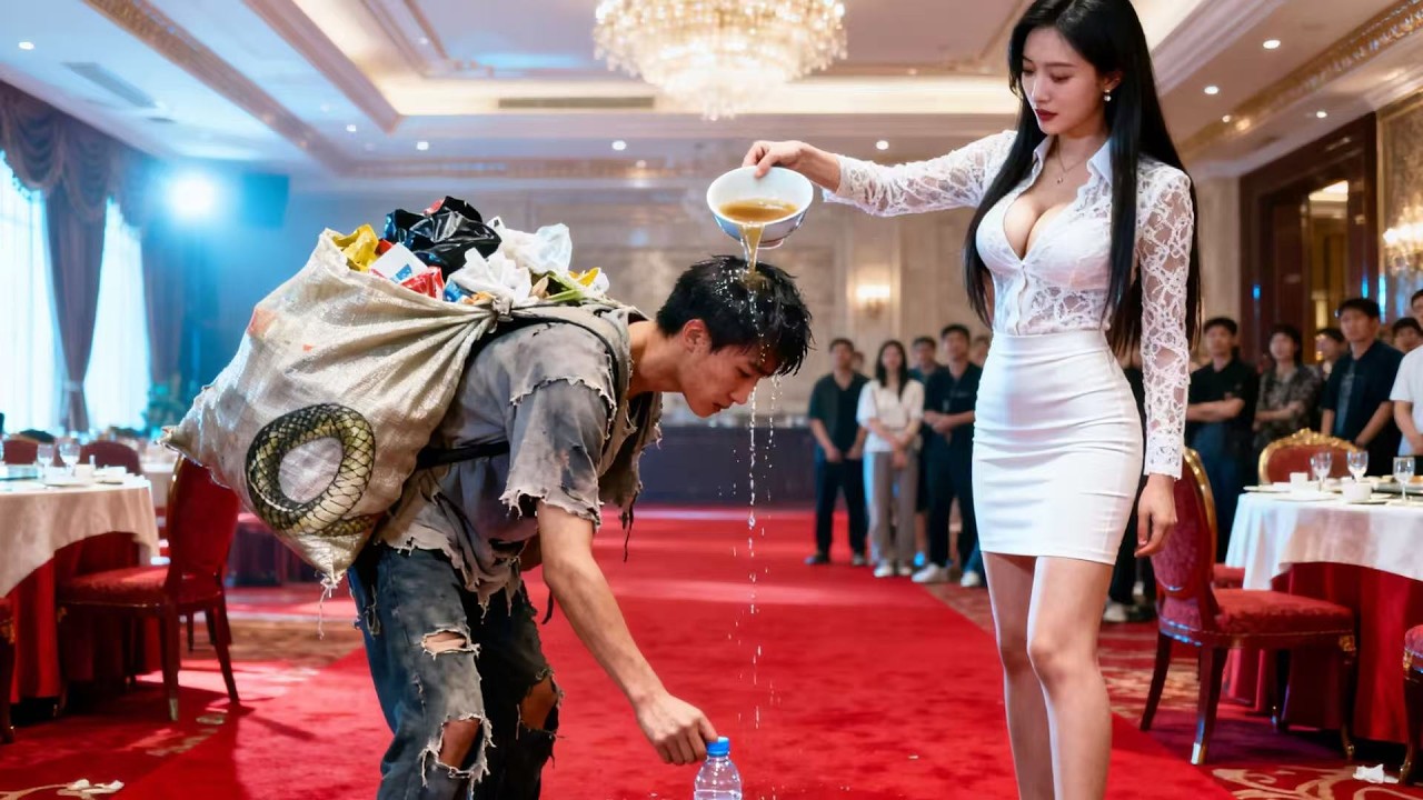 撿破爛的窮小子參加豪門聚會被羞辱成乞丐卻毫不在意，下一秒1個電話4大女首富帶著千億現金打臉全場，女首富追著給小夥生娃，眾人跪下求原諒！#短劇  #總裁灰姑娘 #窮小子逆襲#爆燃短劇KingDrama