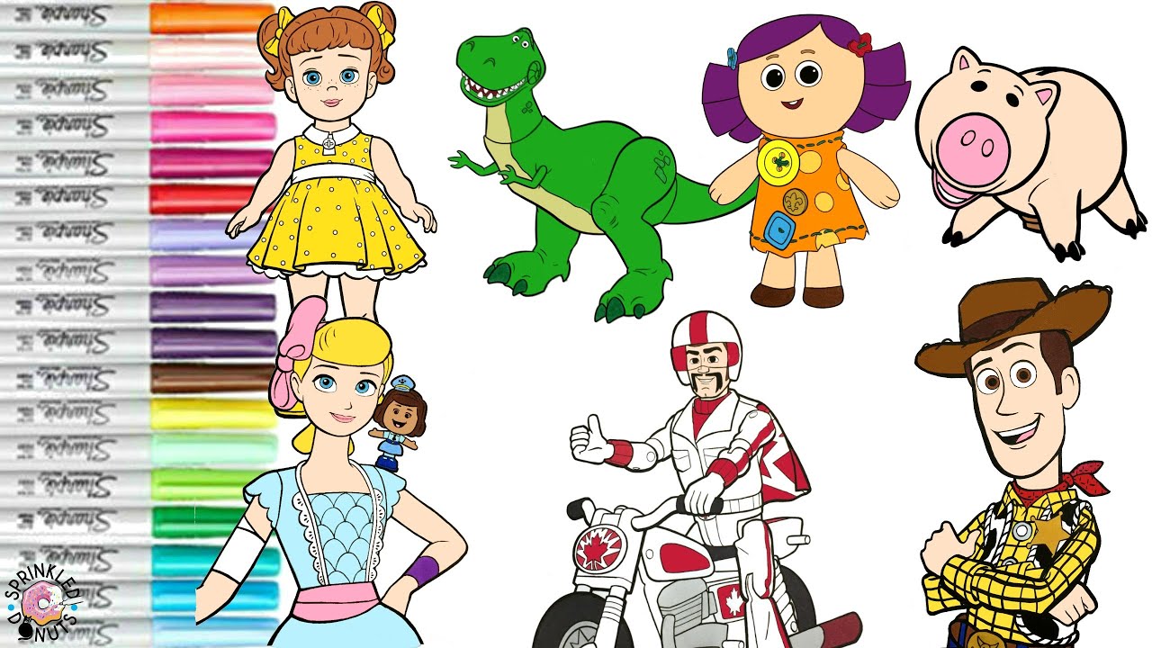 Disney's Toy Story 4 Coloring Book Compilation Gabby Gabby Duke Caboom Dolly Woody Bo Peep and More