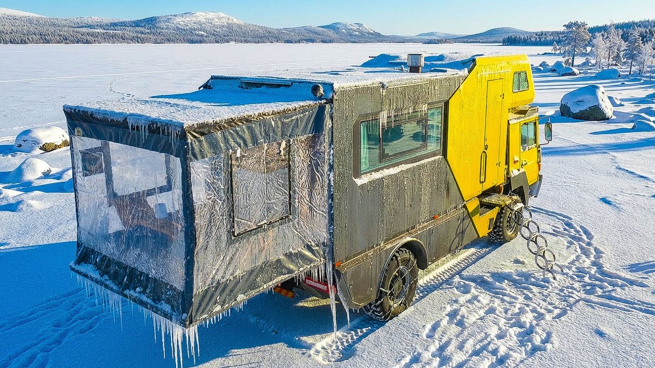 CAMPING in HEAVY SNOW with a Camper Truck Stove | Extreme Winter ASMR