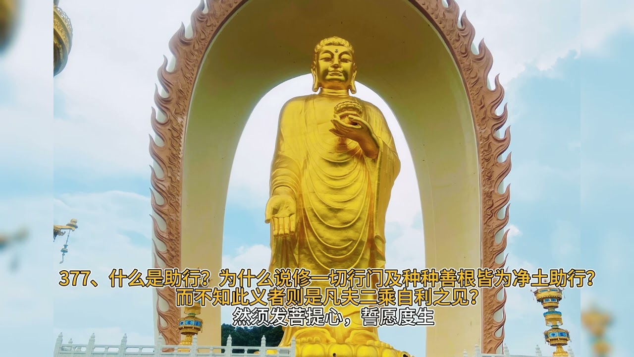 377、什么是助行？为什么说修一切行门及种种善根皆为净土助行？而不知此义者则是凡夫二乘自利之见？