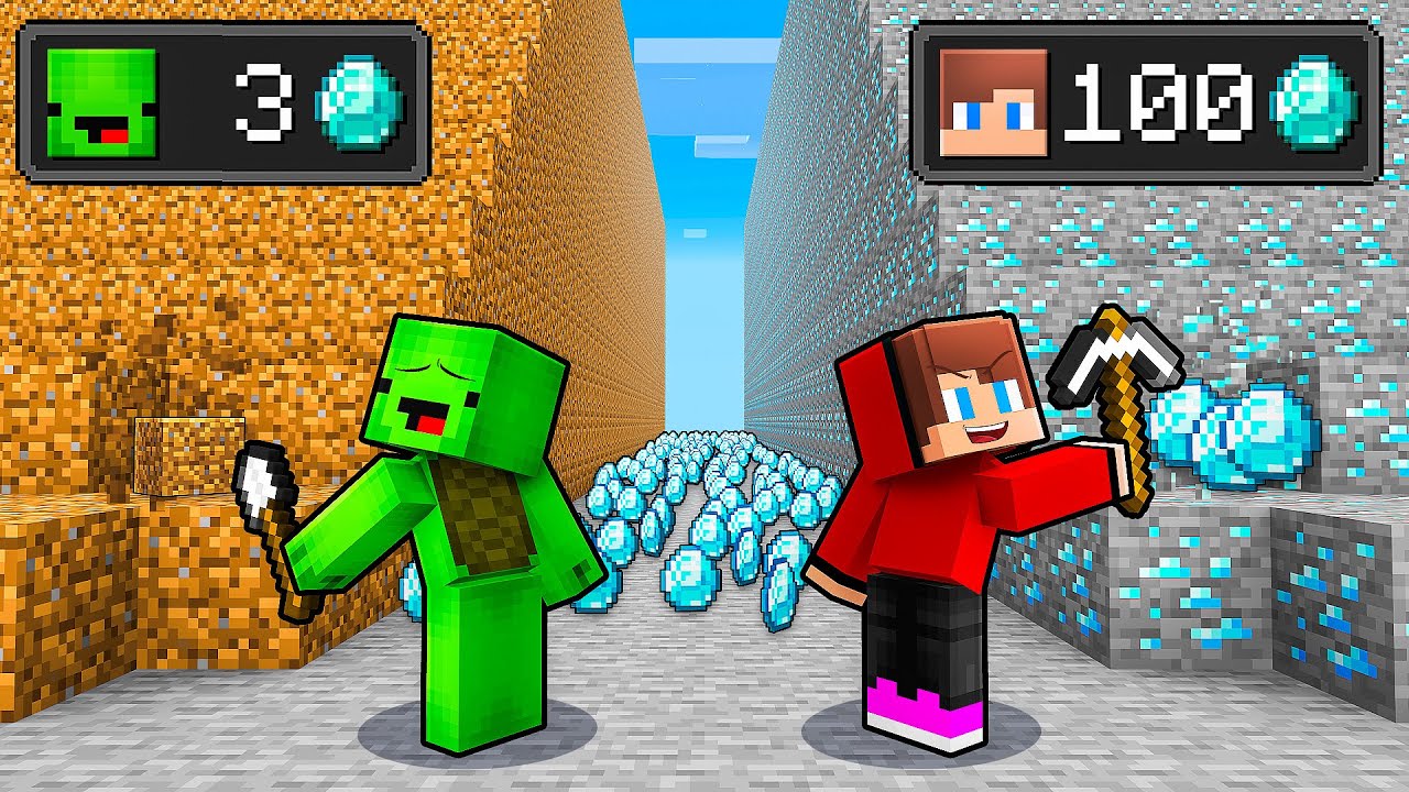 Mikey POOR vs JJ RICH Mine Battle in Minecraft (Maizen)