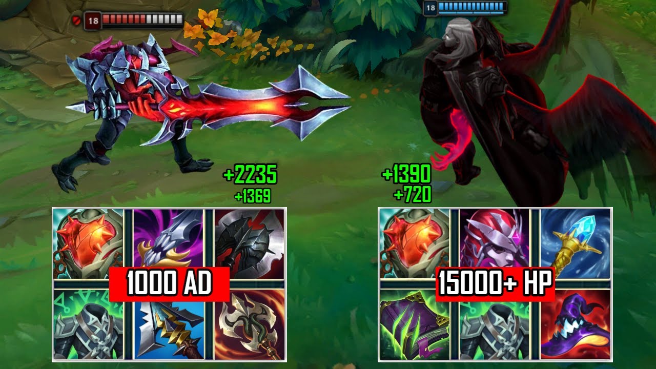 15K HP SWAIN vs 1000 AD AATROX FULL BUILD FIGHTS & Best Pentakills!