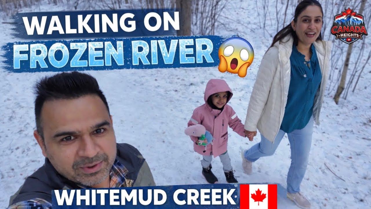 Walking on a Frozen River with family 😳 | Whitemud Creek Trail Edmonton 🇨🇦