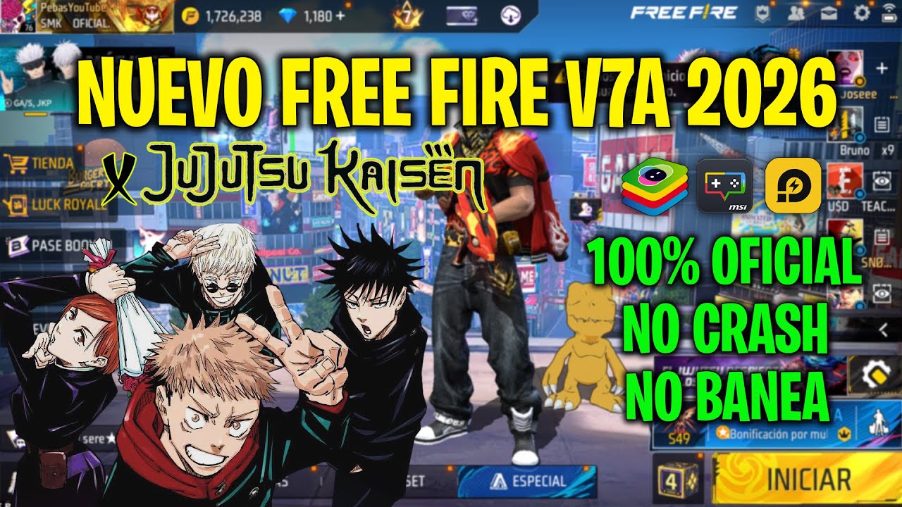 NUEVO FREE FIRE V7A 1.120.1 SIN CONGELAR 100% OFICIAL DE PLAY STORE - JUJUTSU KAISEN