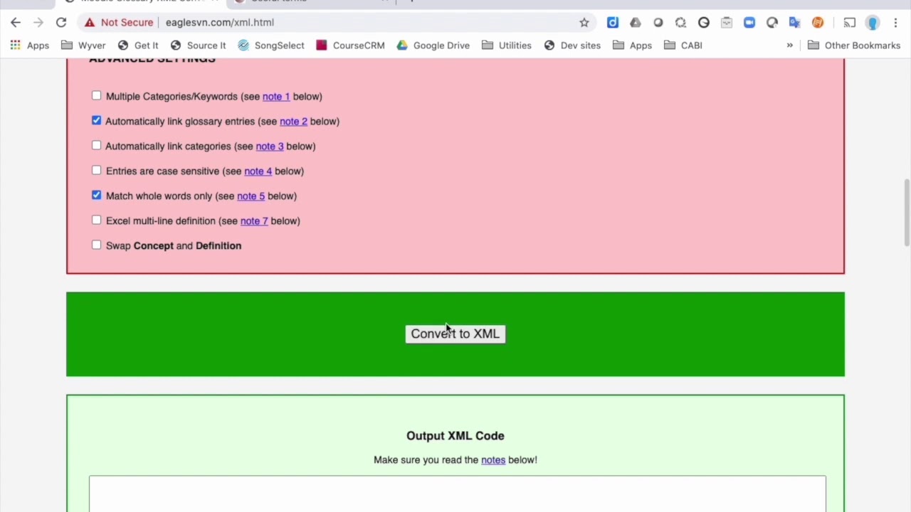 How to import a Moodle Glossary from Excel