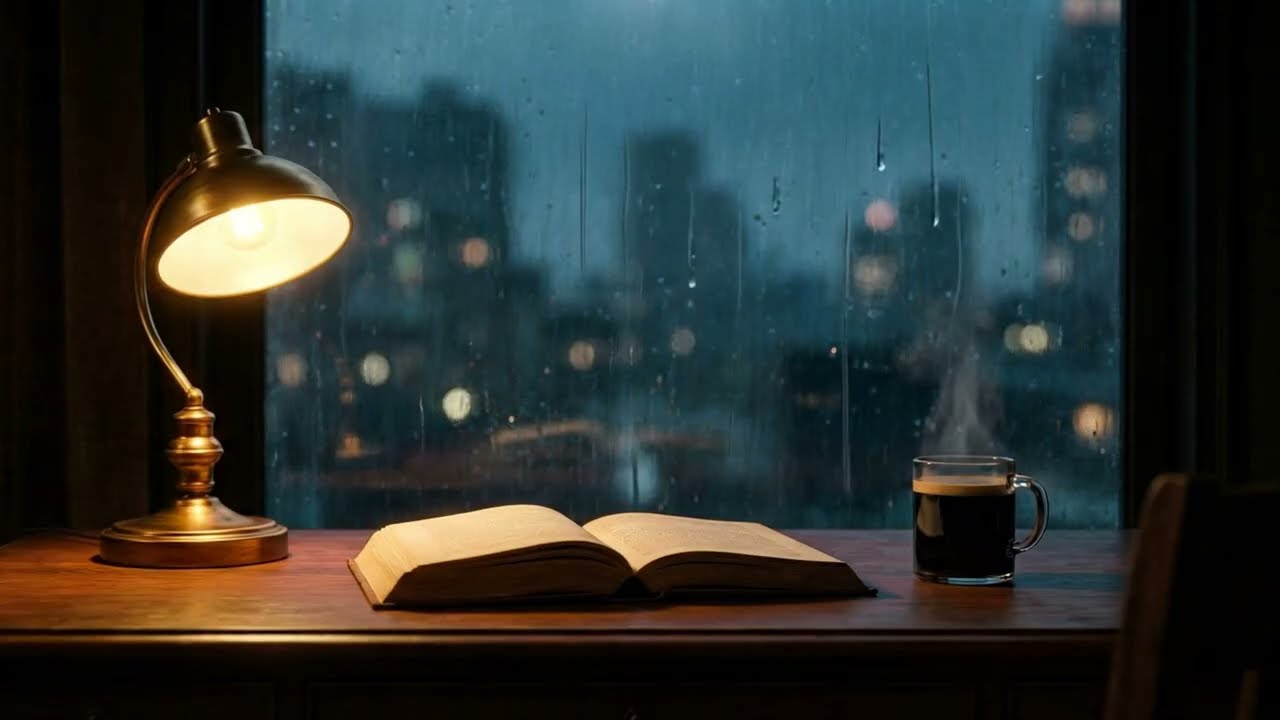 Midnight Study Sanctuary ☕ Dark Academia Ambient & Gentle Rain for Deep Focus (1 Hour)#music