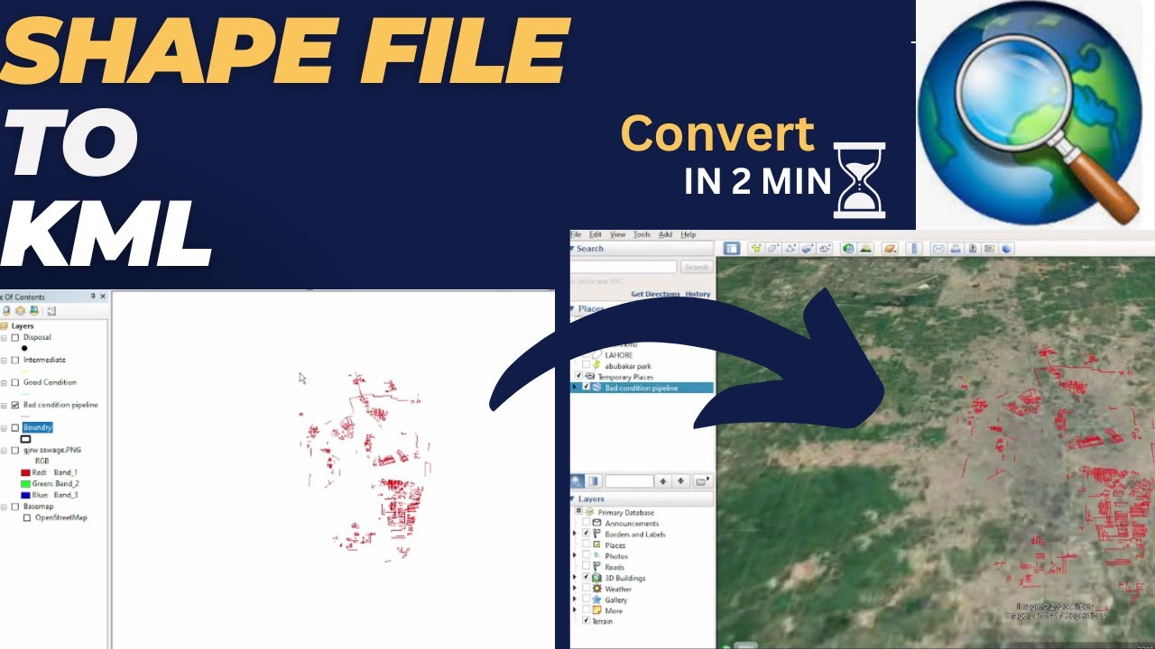 Convert shape file to kml in 2min: