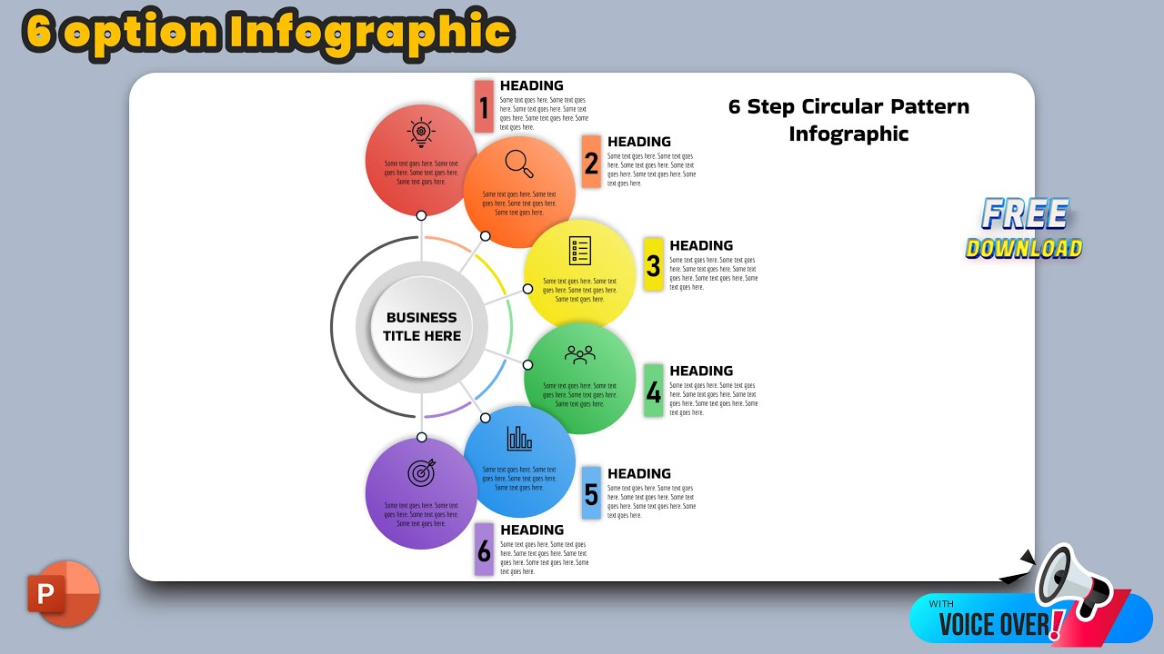 74.PowerPoint Infographic - 6 Step Circular Pattern Design | Free download