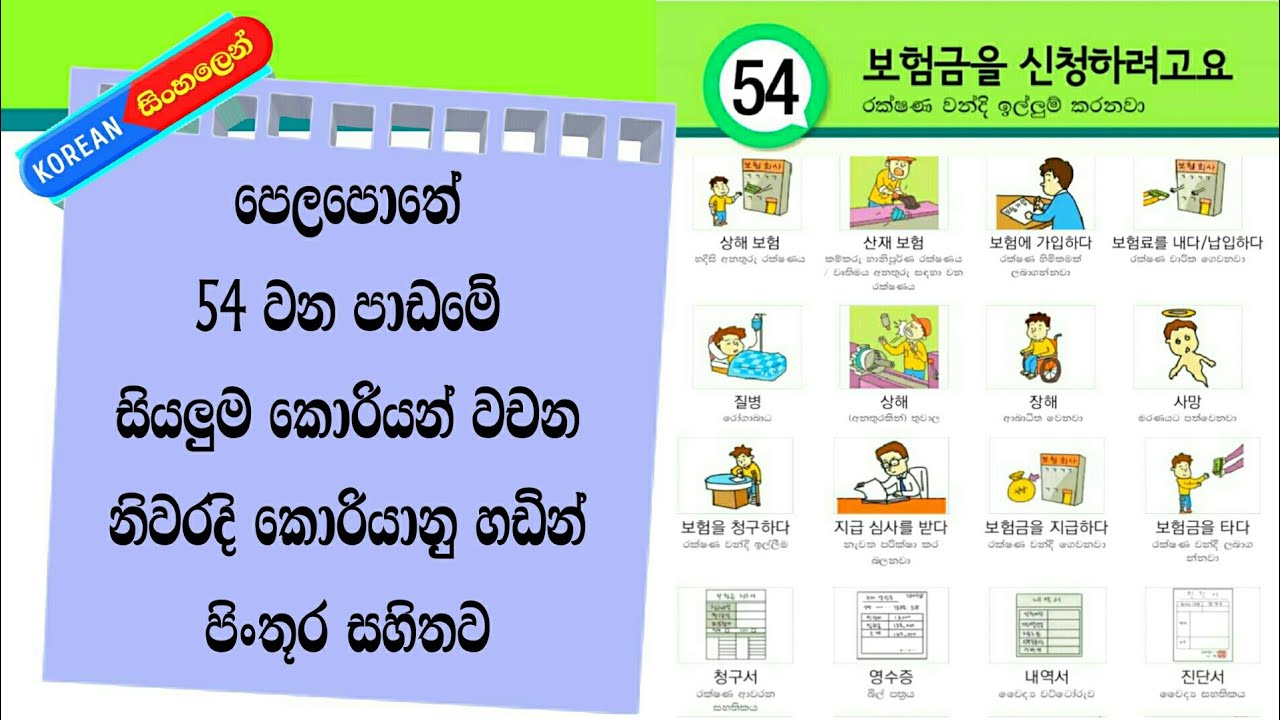Eps Topik Korean Language Textbook Lesson 54 Korean Words in Sinhala: Koriyan Wachana Sinhalen