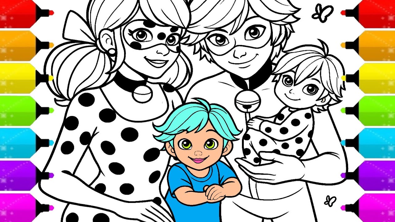 💥 Watch Me Bring Ladybug and Cat Noir Family to Life! 💖 Miraculous Coloring Magic