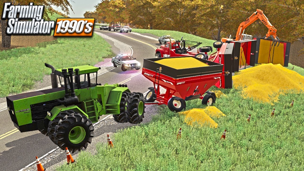 OUT OF CONTROL WAGONS (4) DUMP 2400 BUSHELS OF CORN (90s ERA ROLEPLAY) FARMING SIMULATOR 19