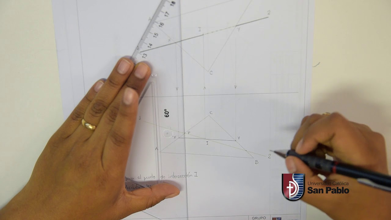 Intersección Plano Recta - Dibujo Técnico y Geometría Descriptiva - 