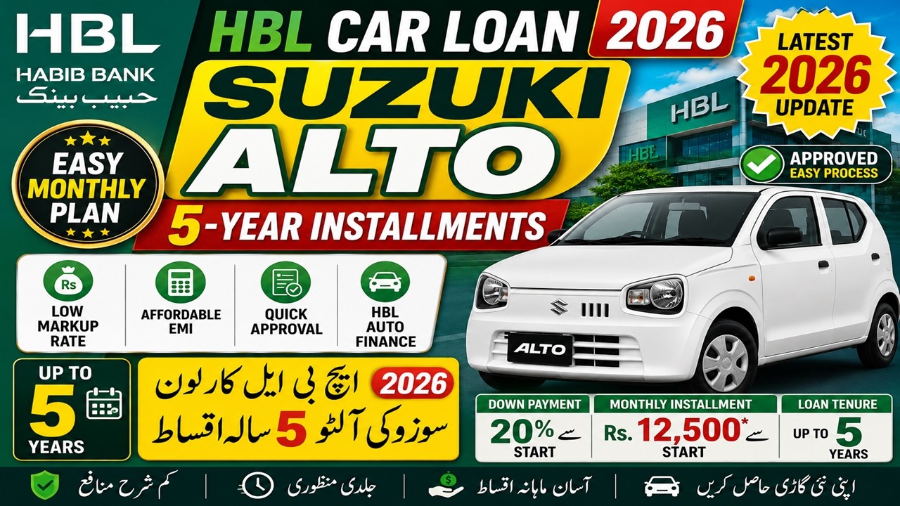 HBL Car Loan 2026 | Suzuki Alto 5 Years Installment Plan | Monthly Installments Pakistan