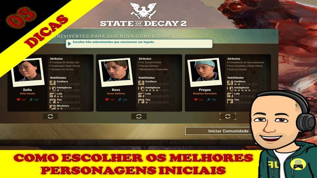 State of Decay 2 - Como escolher os melhores personagens iniciais - Dicas 03