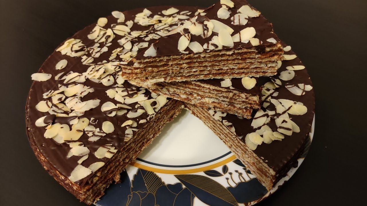 Piszinger - torcik waflowy. Wafle andruty przekładane masą czekoladową z orzechami 🧇