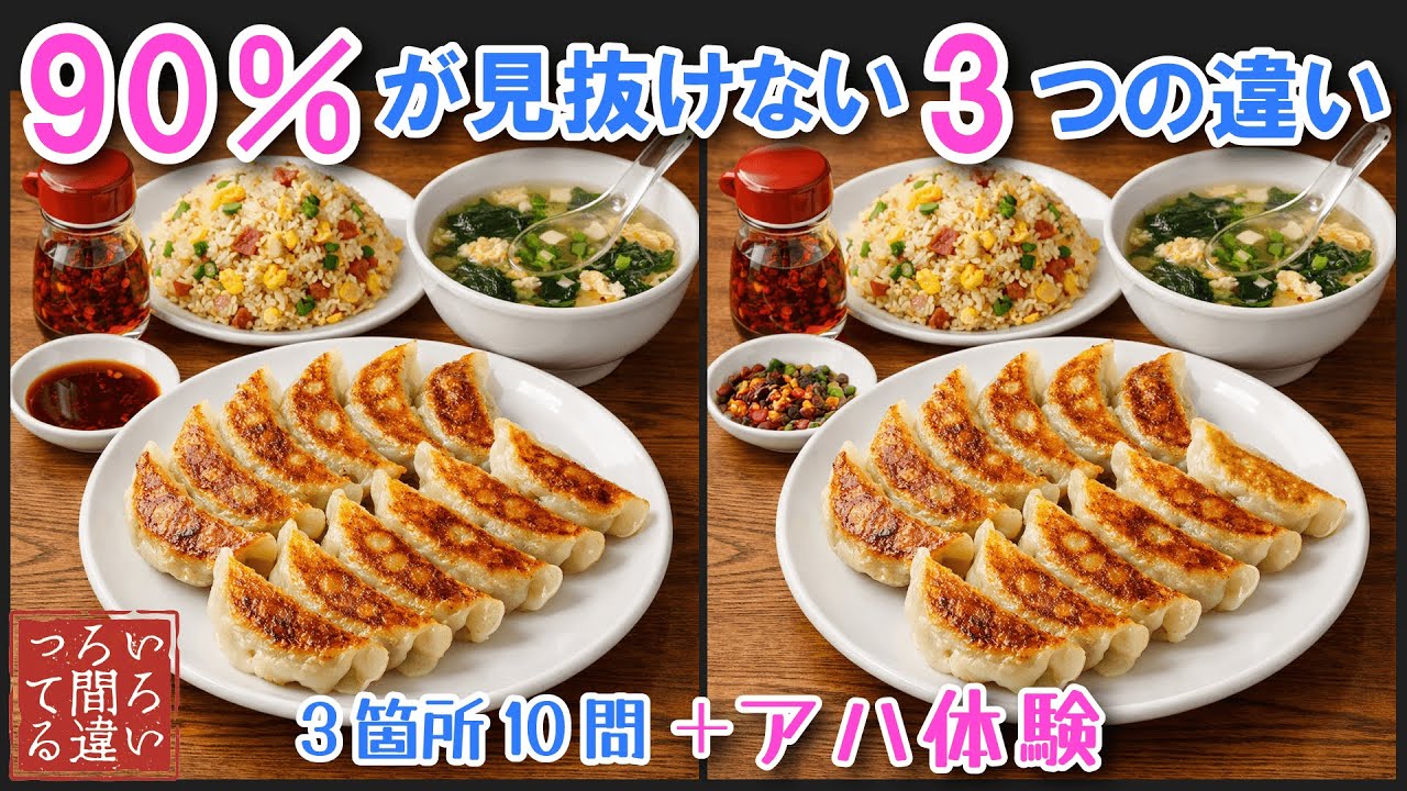 【料理で脳トレ】チャーハン餃子の3つのまちがいさがしで集中力と記憶力を楽しく鍛えよう！【認知症予防/アハ体験/頭の体操/MCI】