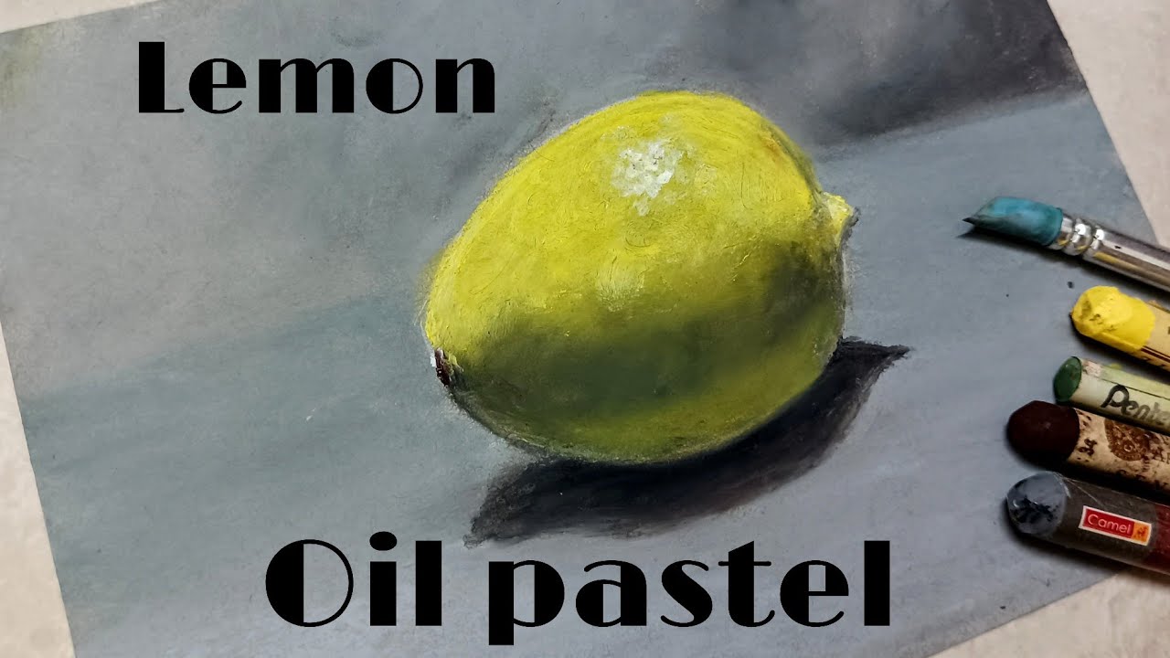 Lemon, easy oil pastel painting