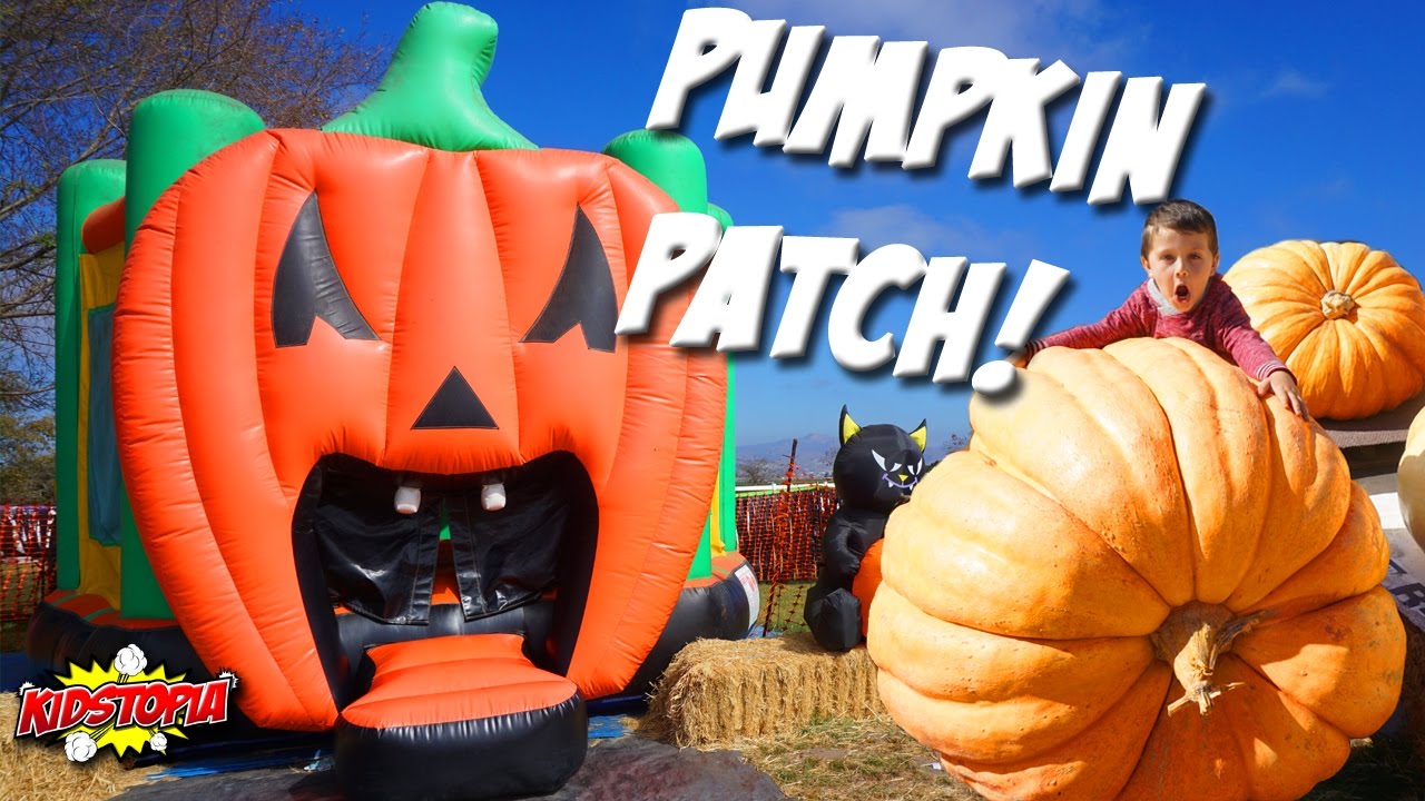 Halloween Giant Pumpkin Eats Kids! Landon Toy Review visits Pumpkin Patch