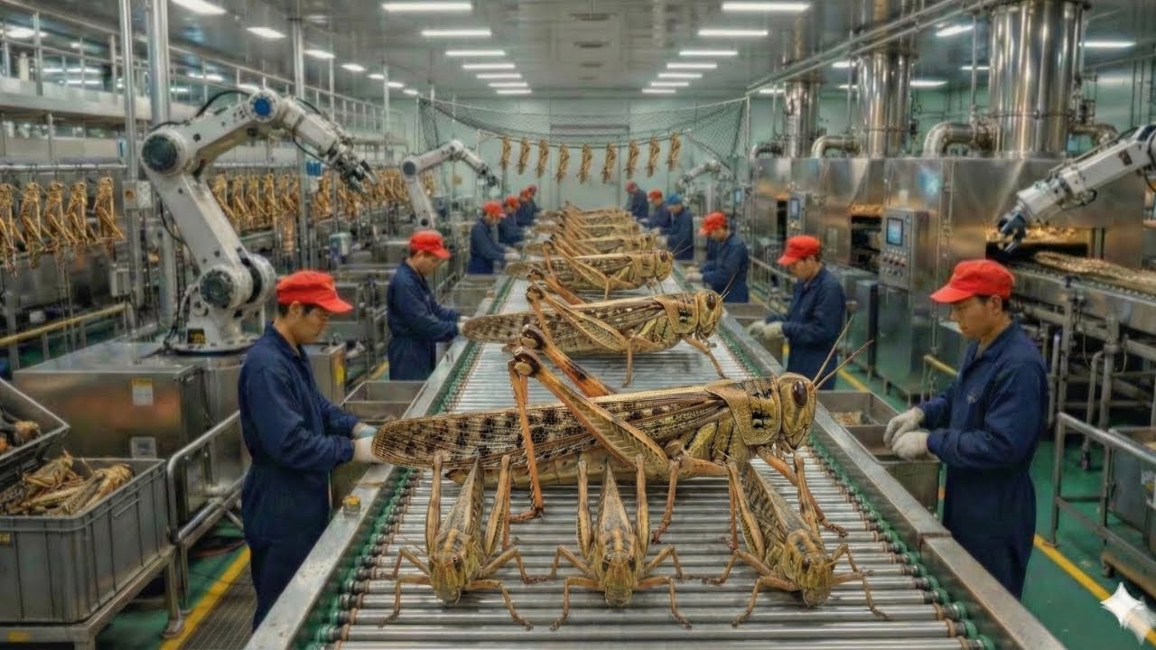 Inside the Modern Locust Processing Factory: From Locusts to Animal Feed (Full Process)