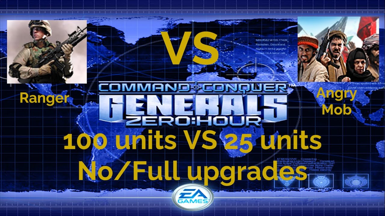 Command & Conquer Generals Zero Hour 100 Rangers VS 25 Angry Mobs