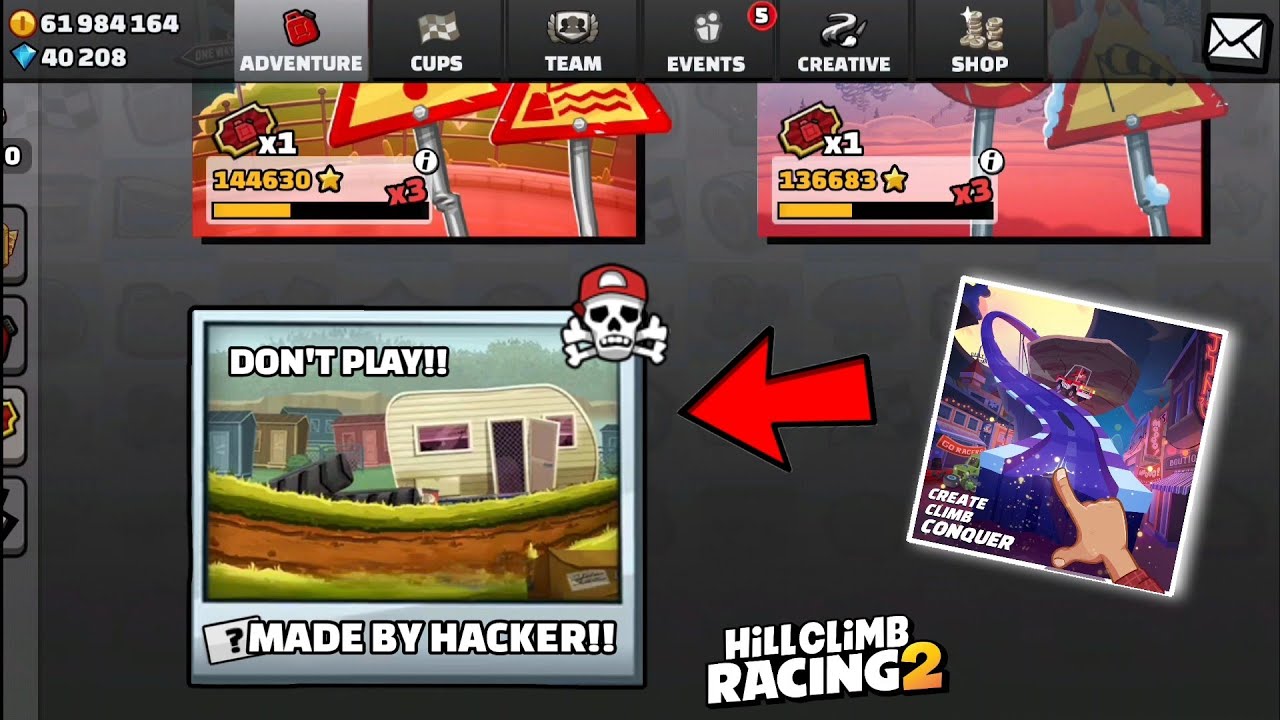 HACKER MAKE THIS MAP 😱 5 EASY to IMPOSSIBLE TRACKS in Hill Climb Racing 2