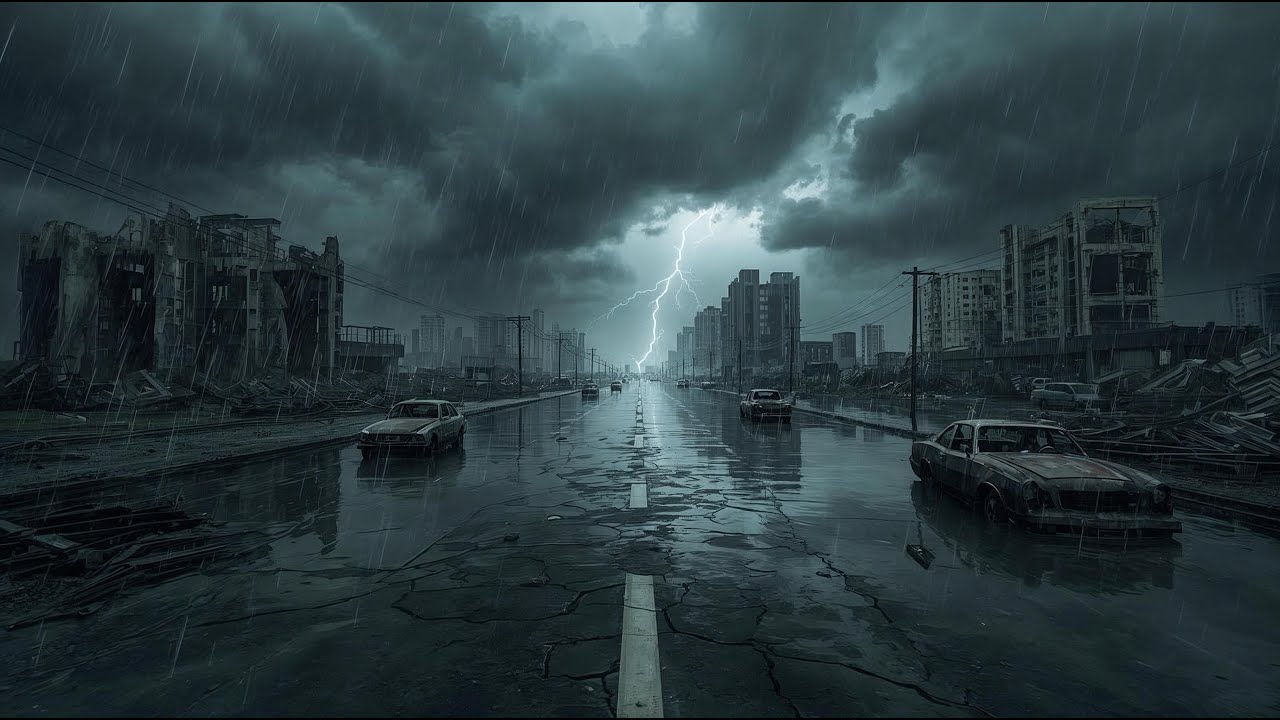 Post-Apocalyptic Flood & Thunder | Heavy Rain Ambience for Insomnia & Relaxation