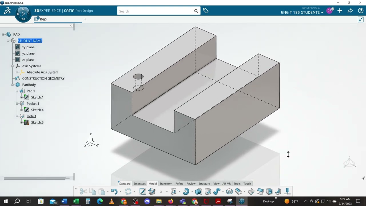 CREATING HOLES CATIA 3D EXPERIENCE