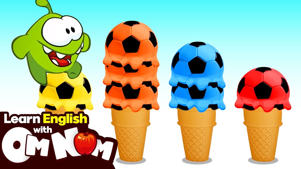 Om Nom LOVES ICE CREAMS | Learn Colors With Yummy Soccer Ice Cream Scoops by Om Nom!