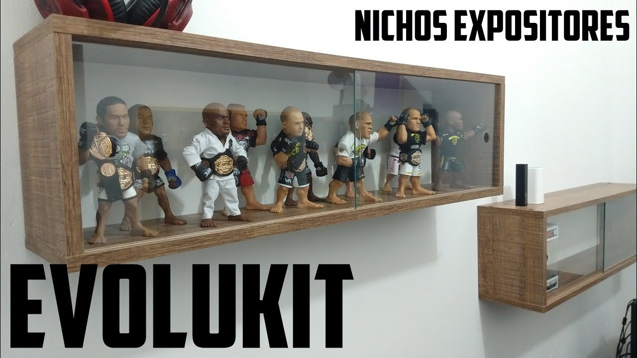 Nicho expositor com porta de vidro EVOLUKIT - Organize sua coleção.