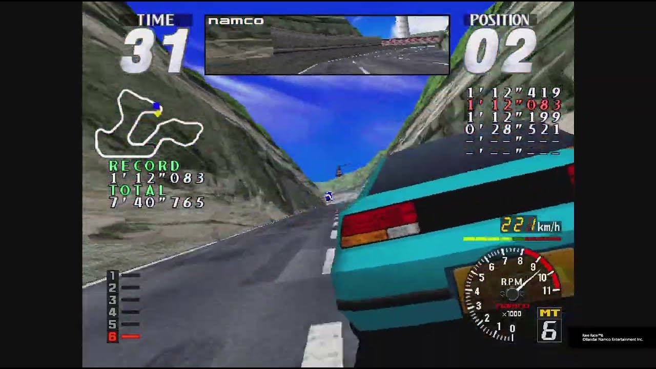 [Аркадные архивы 2] Rave Racer: режим гонки Advanced (Ридж Лонг) 1-е место