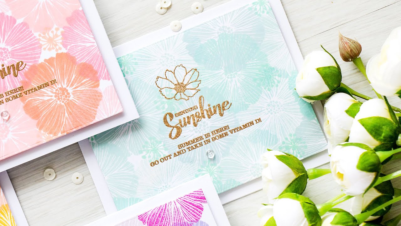 Monochromatic Stamped Floral Patterns for Cards