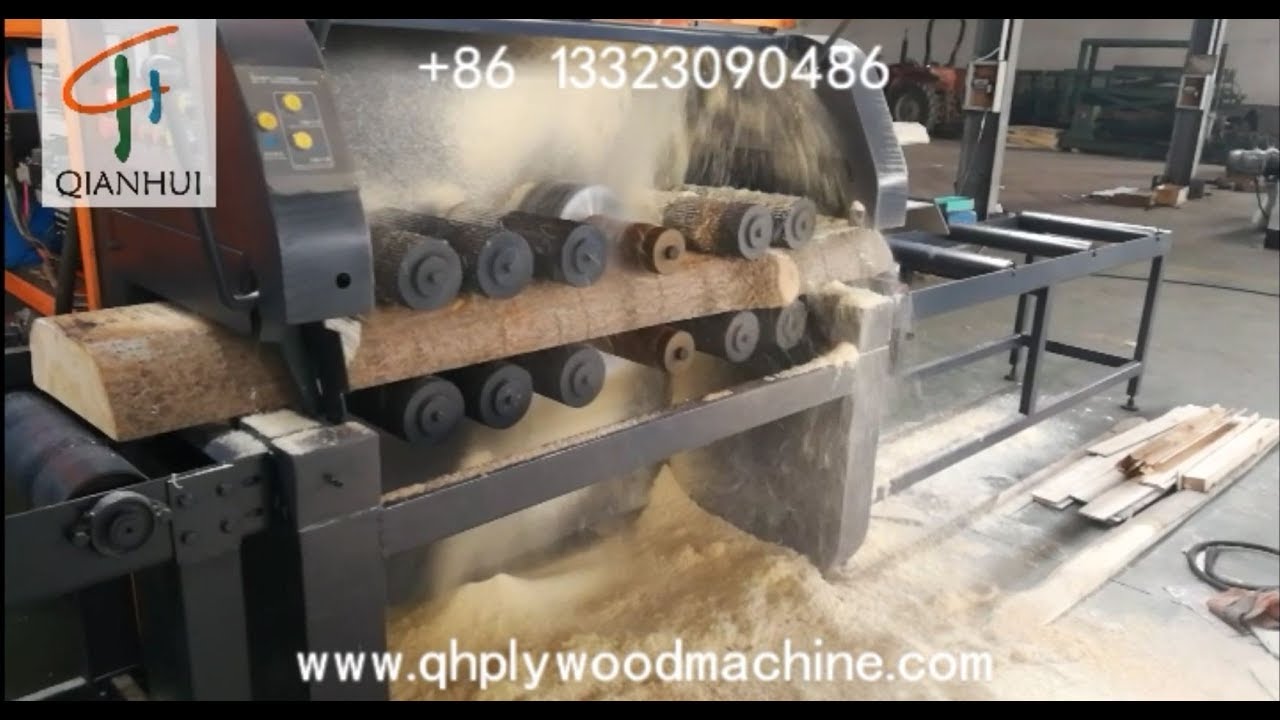 Square Wood Multi Blade Rip Saw Machine Cutting 9mm Thickness Slats Shipped to Portugal European