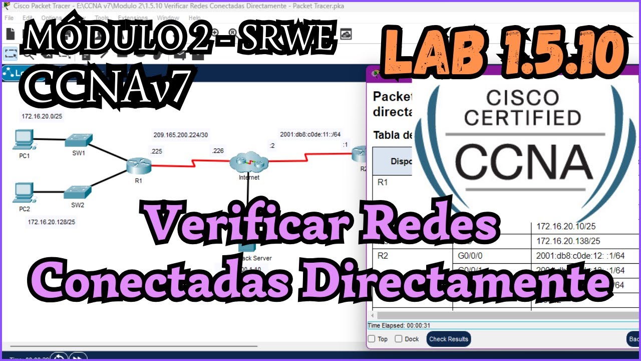 1.5.10 Packet tracer - Verificar redes conectadas directamente (Resolucion)
